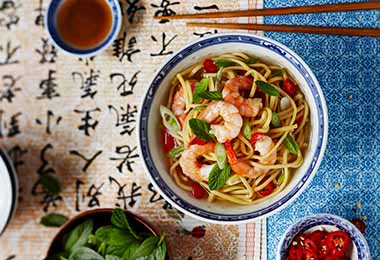   Pasta con camarones  