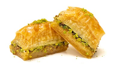 Un pastel de pistachos con hojaldre. Un pastel de pistachos con hojaldre.