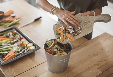 Recipiente en cocina para depositar residuos de verduras en composta Recipiente en cocina para depositar residuos de verduras en composta