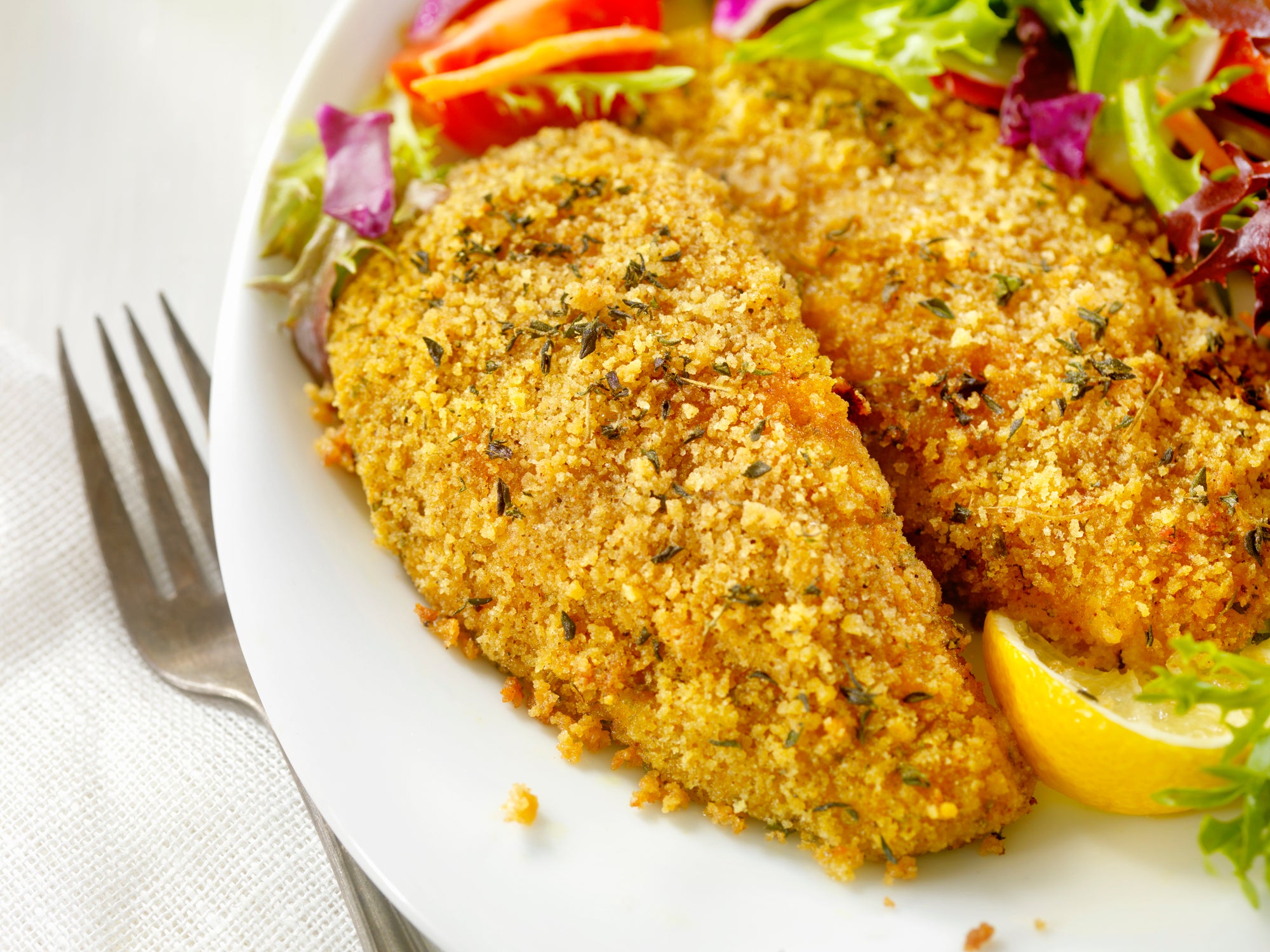 Platillo de merluza apanada