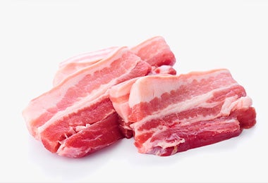 Cómo para hacer chicharrón, corte de carne de cerdo