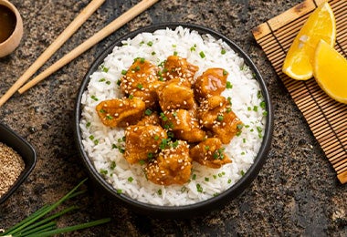 Pollo a la naranja, famosa receta con arroz 