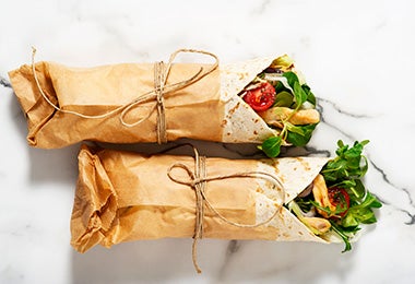 Receta de wrap con tipos de tortilla