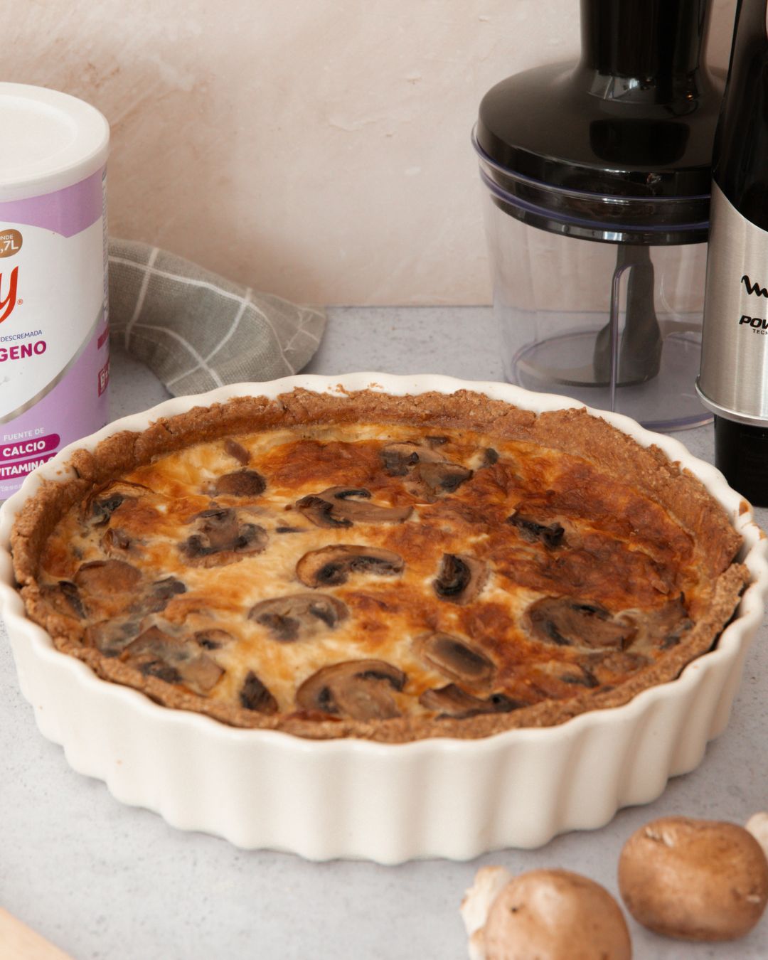 Quiche de cebolla y hongos