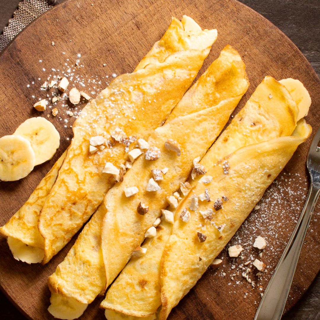 Panqueques rellenos de banana
