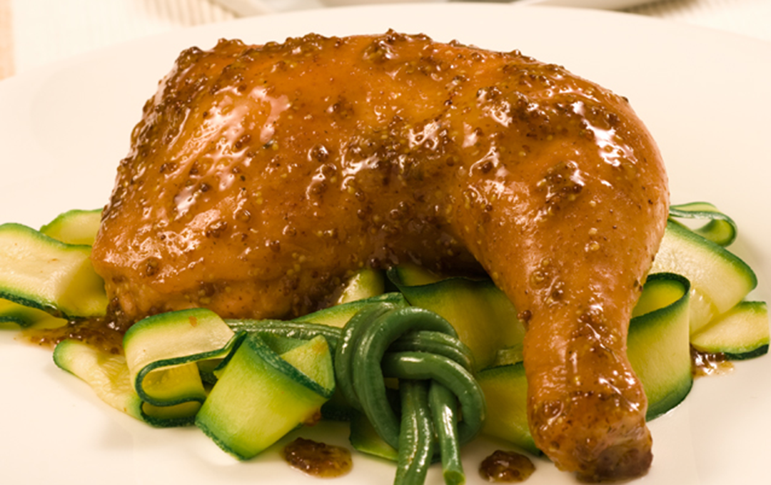 Muslo de pollo con mostaza y miel