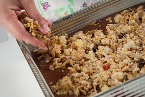 Cuadrados de chocolate con streusel