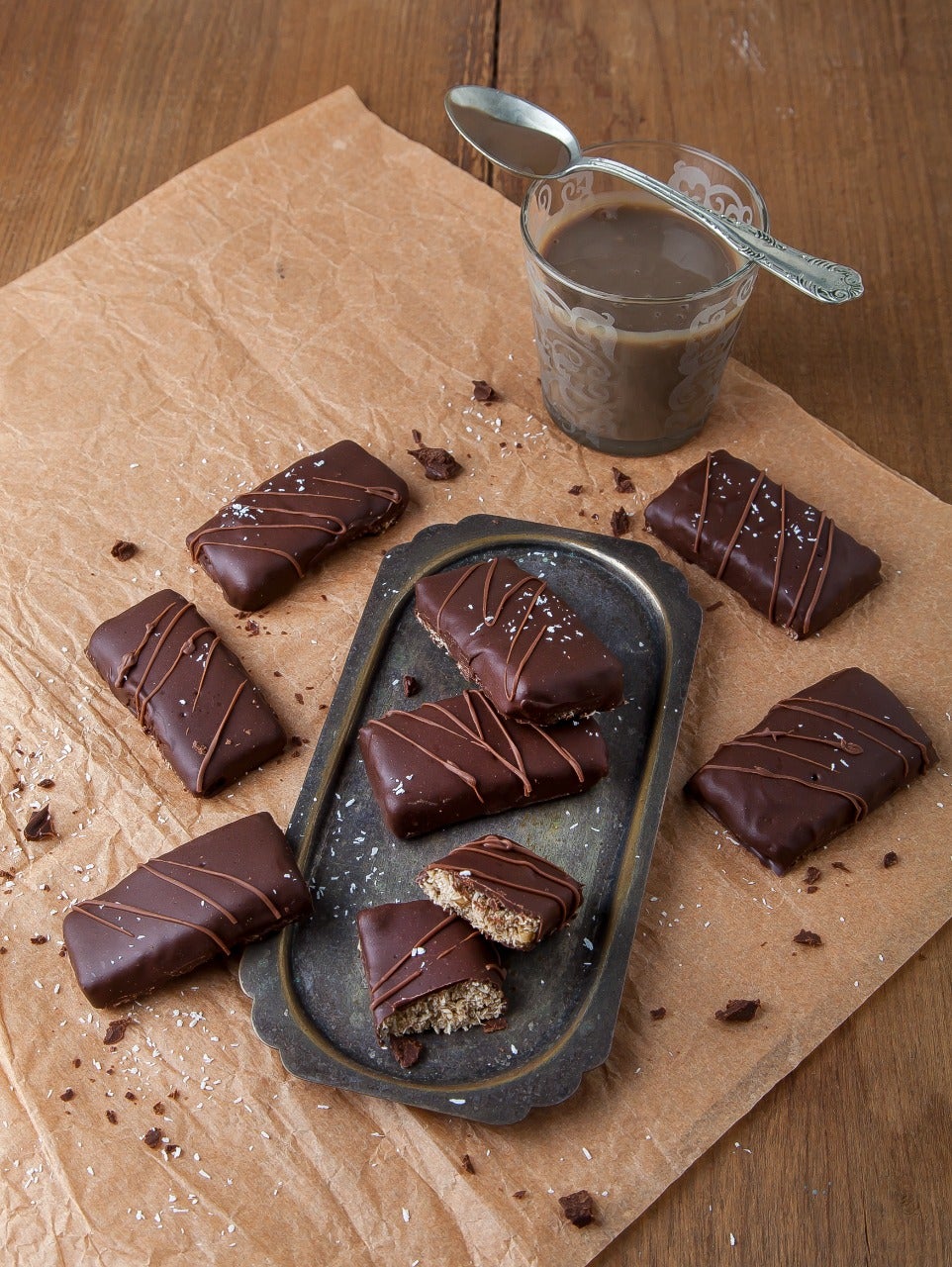 Barritas o bocaditos energéticos de coco y Leche Condensada Sabor Chocolate