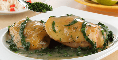 Pollo en crema de espinaca