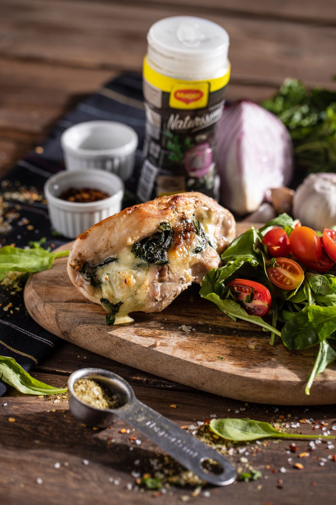 Pechuga de Pollo Rellena de Espinaca y Queso Mozarella