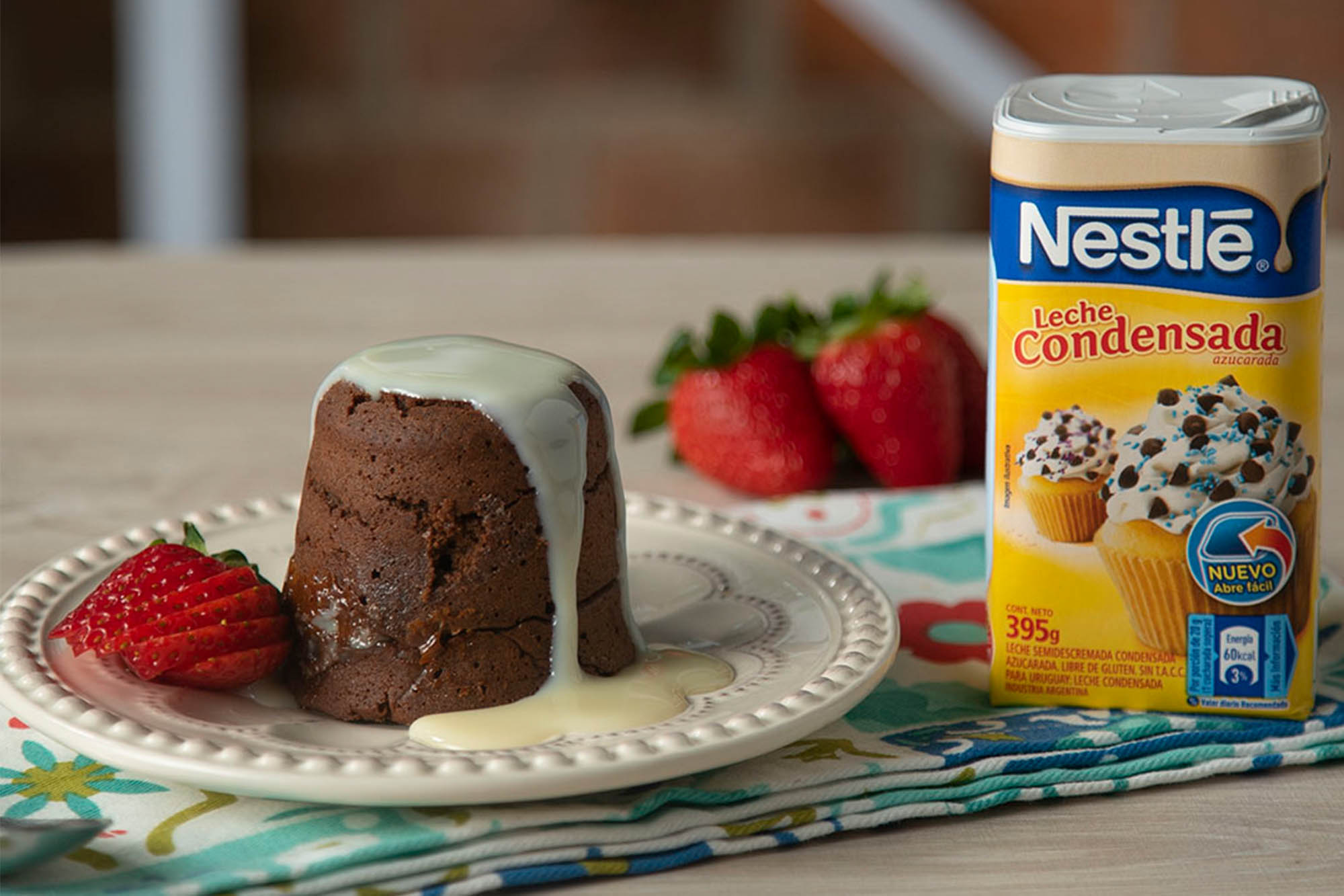 Volcan de chocolate con leche condensada