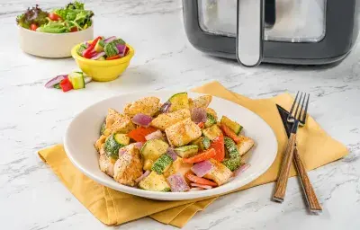 Pollo mediterráneo salteado en freidora de aire