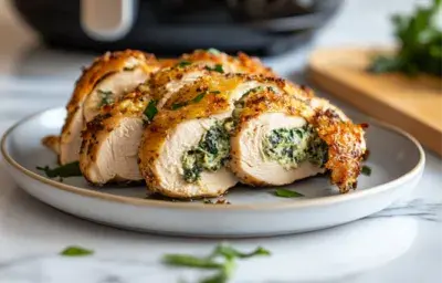 Pechuga de pollo rellena de espinacas en freidora de aire Pechuga de pollo rellena de espinacas en freidora de aire