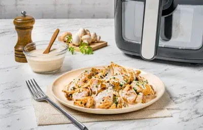 Pollo con champiñones en freidora de aire Maggi Pollo con champiñones en freidora de aire Maggi