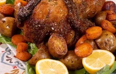 Pollo al horno con verduras