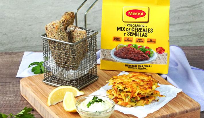 Milanesas de Pescado con rosti de vegetales