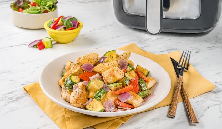 Pollo mediterráneo salteado en freidora de aire