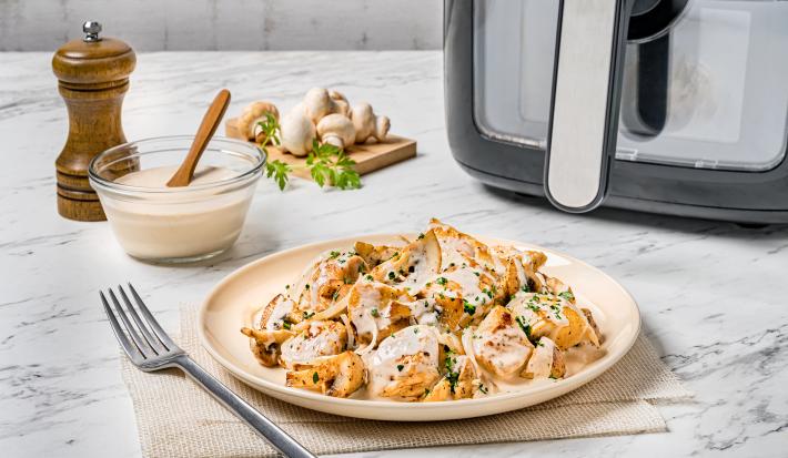 Pollo con champiñones en freidora de aire Maggi