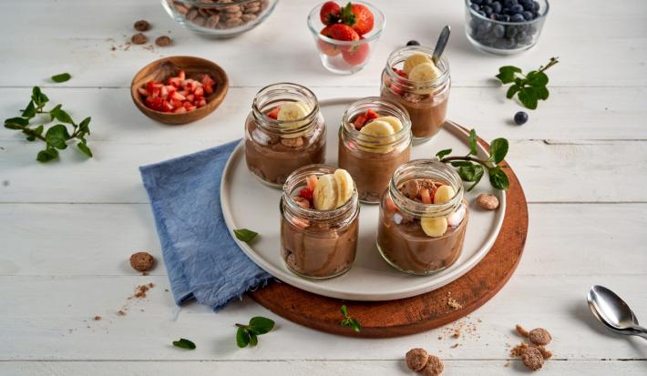 Mousse de banana con chocolate